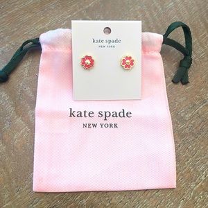 Kate Spade earrings, pink and gold.
